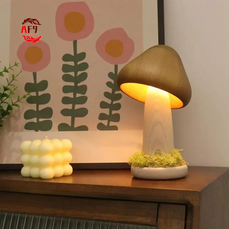 

AF90-Twisted Mushroom Night Warm Light Touch Bedroom Bedhead Night Light Beech Wood LED Decorative Atmosphere Light