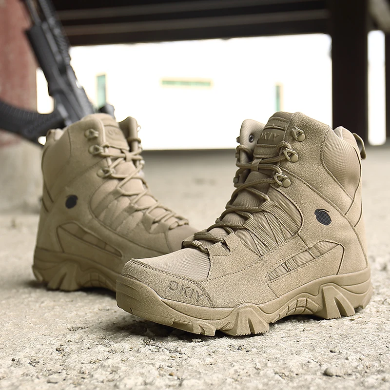 New Men military boots, special forces hiking boots, outdoor waterproof high top desert boots, tactical boots