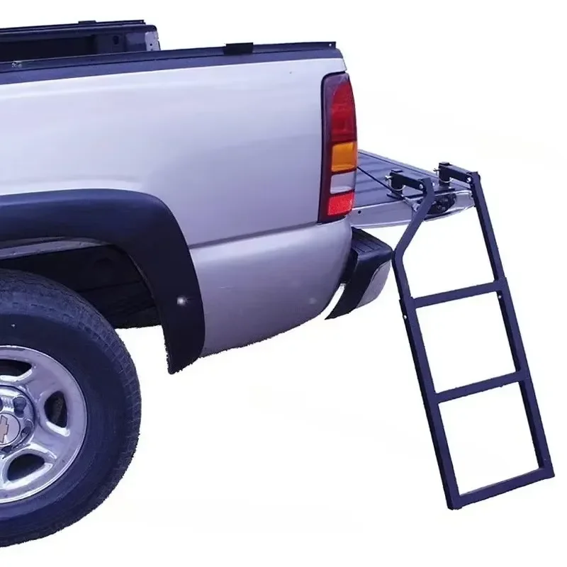 for Pickup Foldable Tailgate Ladder Universal Adjustable Telescopic Step Rack Heavy Duty Accessory for Truck Bed Rear Door
