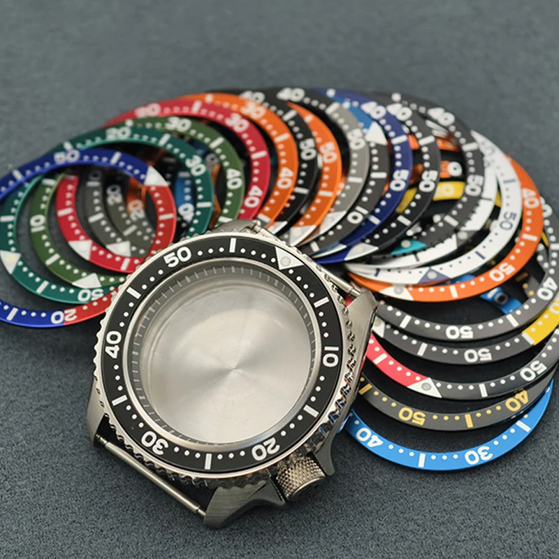 

42mm Silver SKX007 Watch Case Flat Sapphire Glass Fit 4R 6R NH35 NH36 7S Movement 28.5mm Dial Men's Watch Case Replace Part