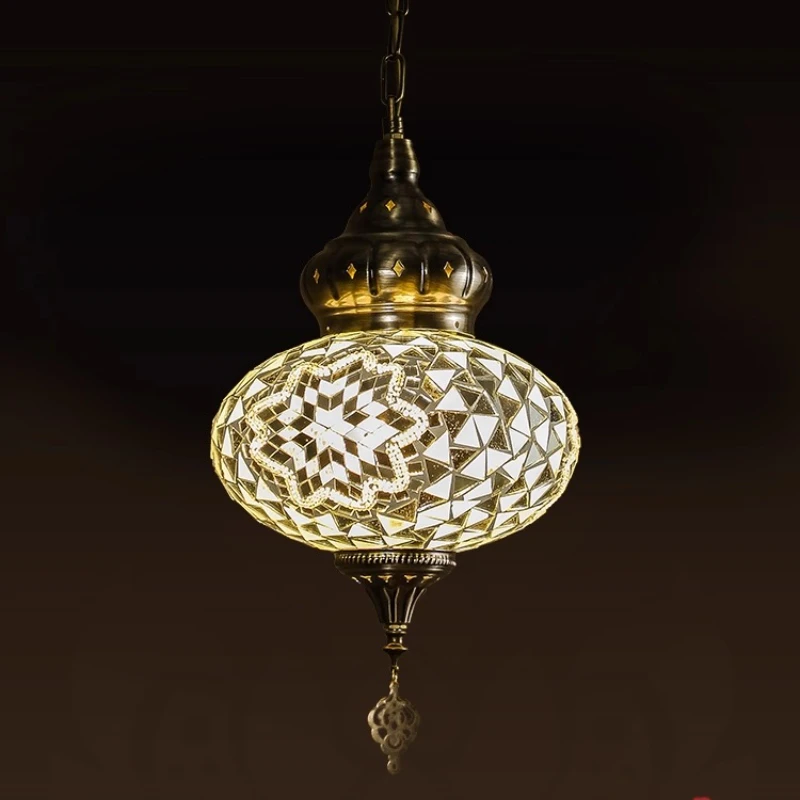 Lampade a sospensione in ferro retrò tailandese LED E27 Lustro dorato Lampade a sospensione del sud-est asiatico Soggiorno Camera da letto Ristorante Cucina Cafe