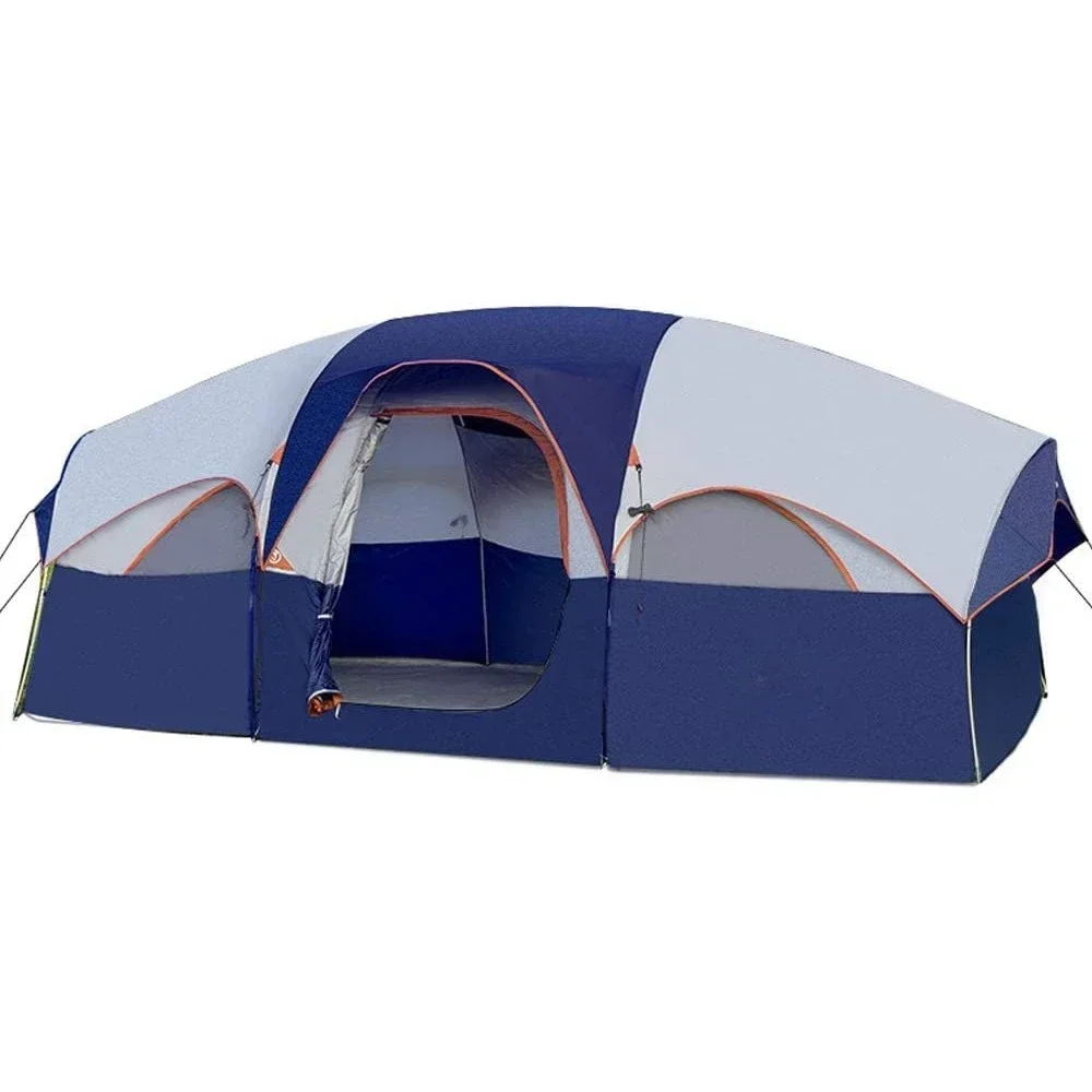 

8 Person Camping Tents, 5 Large Mesh Windows, Double Layer, Divided Curtain for Separated Room, Portable with Carry Bag