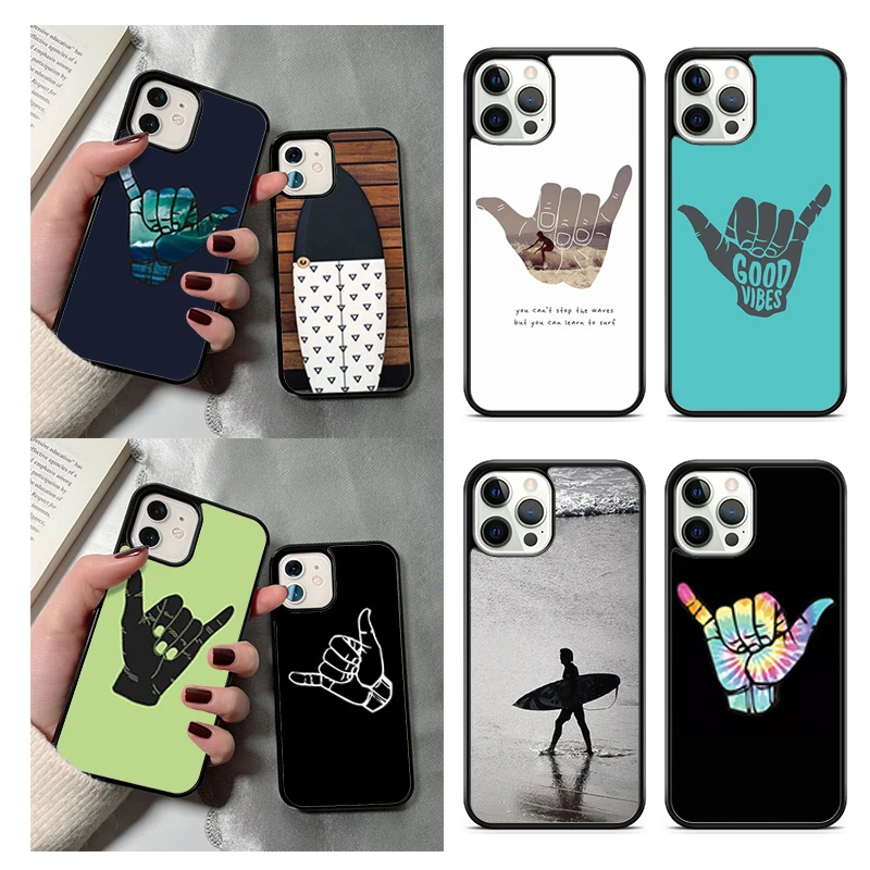 Surfer Surf Hang Loose Shaka Phone Case For iPhone 14 15 16 13 12 Mini Max Cover For Apple 11 Pro Max 8 7 Plus SE2020 Coque