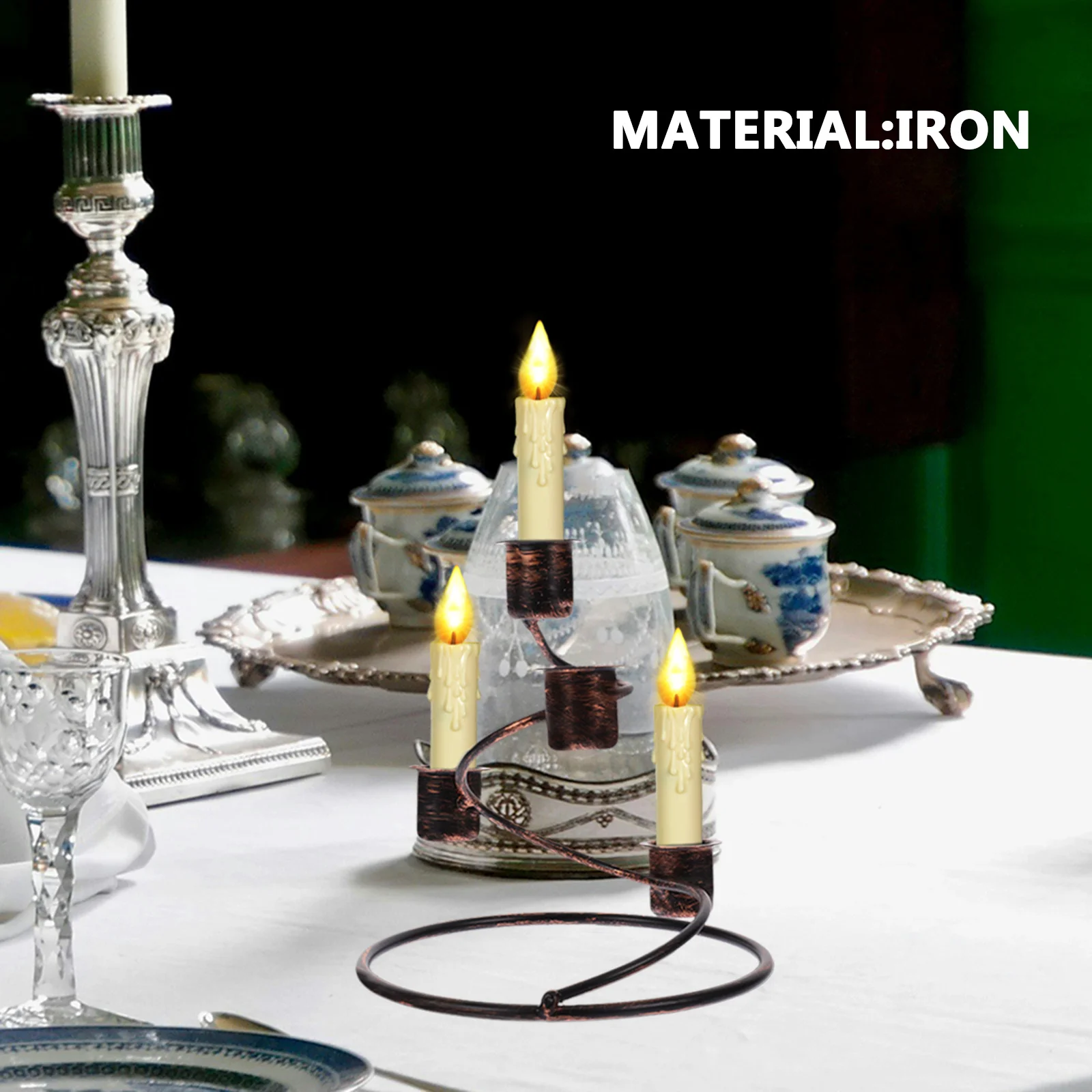 

1pcs Advent Holder Vintage Metal Stand Christmas Table Decor Retro Taper Candelabra Xmas Party Dining Decoration