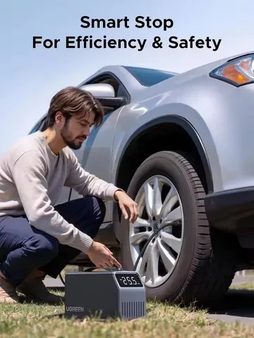 Портативный автомобильный компрессор UGREEN для подкачки шин, 150 PSI, 12В, с точным цифровым дисплеем для измерения давления в шинах