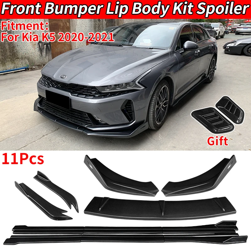 

For KIA K5 2020 2021 Car Front Bumper Splitters Lip Body Kit Spoiler Side Skirts Extensions Rear Wrap Angle Shark Fins Carbon