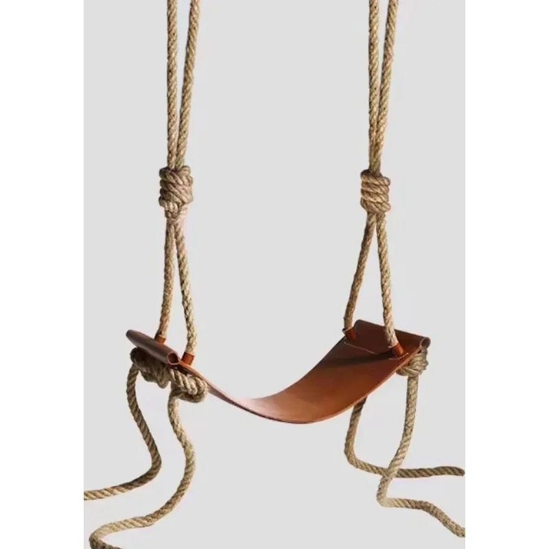 Indoor swing cowhide surface, household, children and adults hanging chair basket balcony, homestay decoration courtyard
