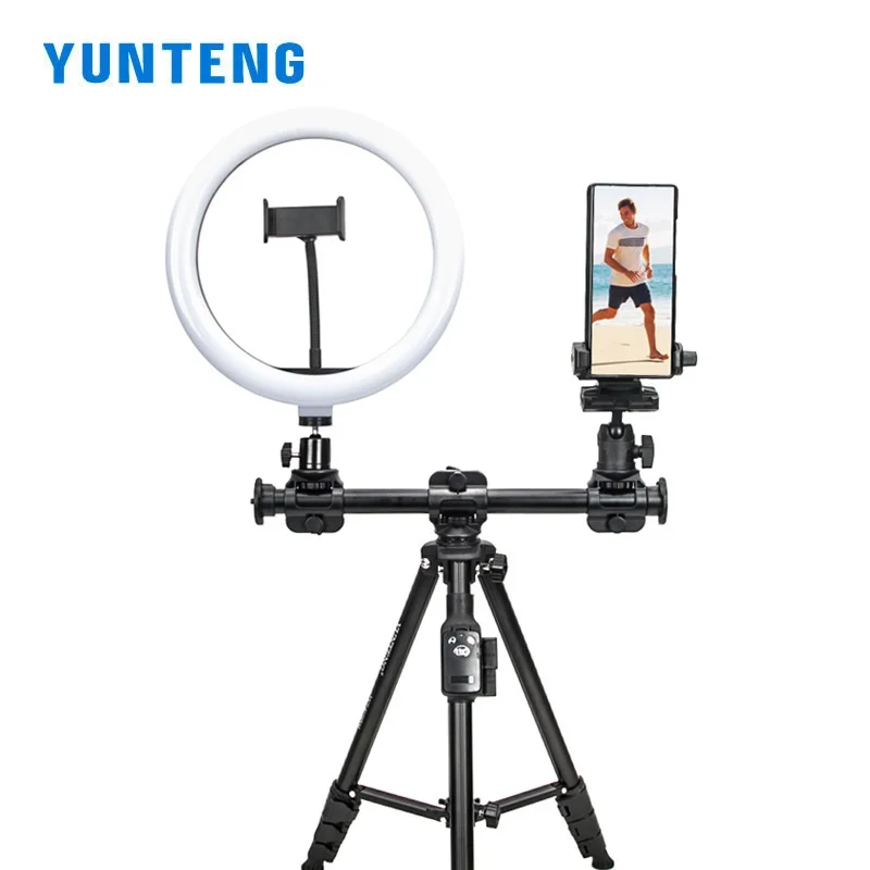 YUNTENG 6109 Tripod with Cross Bar Photography Studio Set for Camera Mobile Phones Video Photo Holder