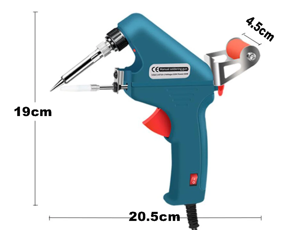 Pistola de soldadura electrónica calentada interna, alimentación automática de estaño con alambre de soldadura, 5 puntas