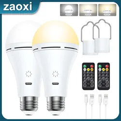 ZAOXI USB LED Charging Light Bulbs E26 9W Touch Control Dimming Tri Color Temperature Remote Control Timing Light 3000K-6000K 5V