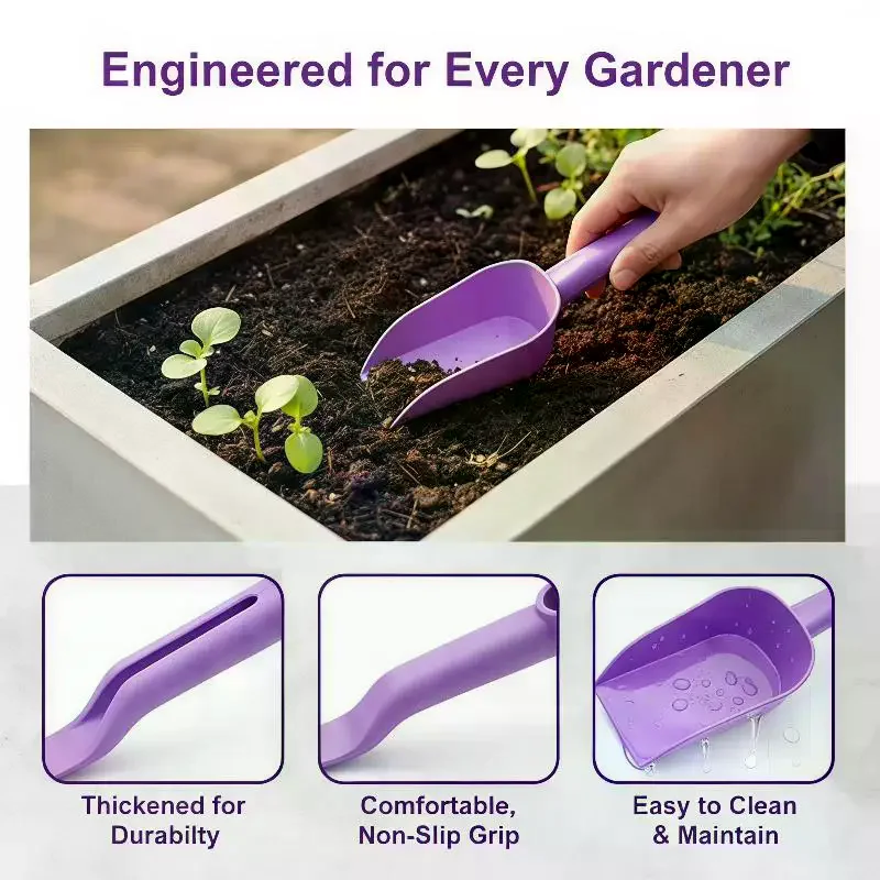 PP Plastic Portable Garden Scoop Durable Non-Slip Multi Functional Tool for Flower Planting Digging Compost Yard Gardening