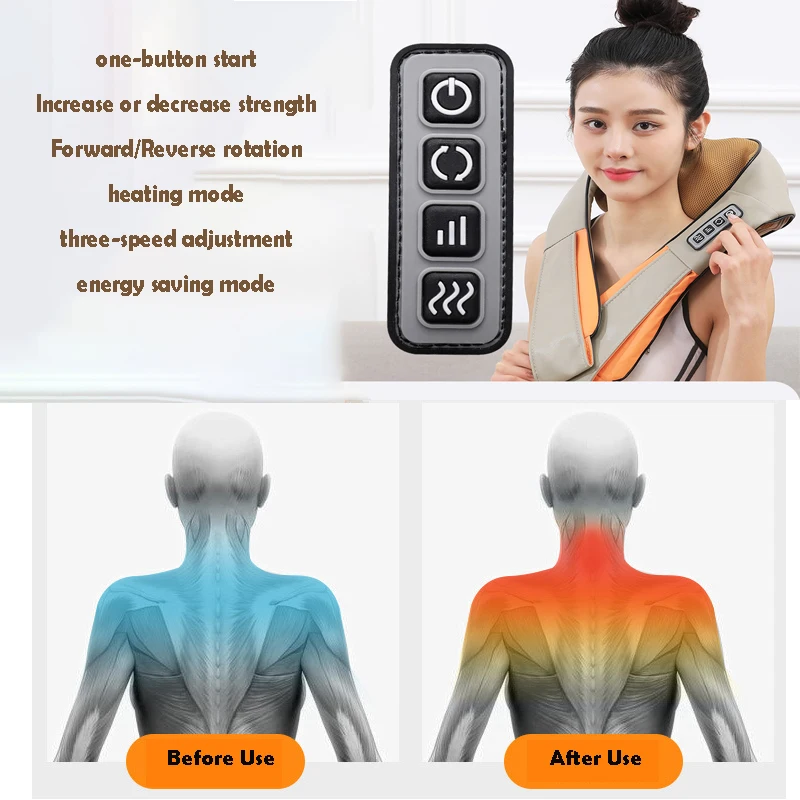 Neck Shoulder Massage Shawl Electric Strees Pain Relief Back Body Massager Kneading Cervical Spine Neck Waist Massage Tools