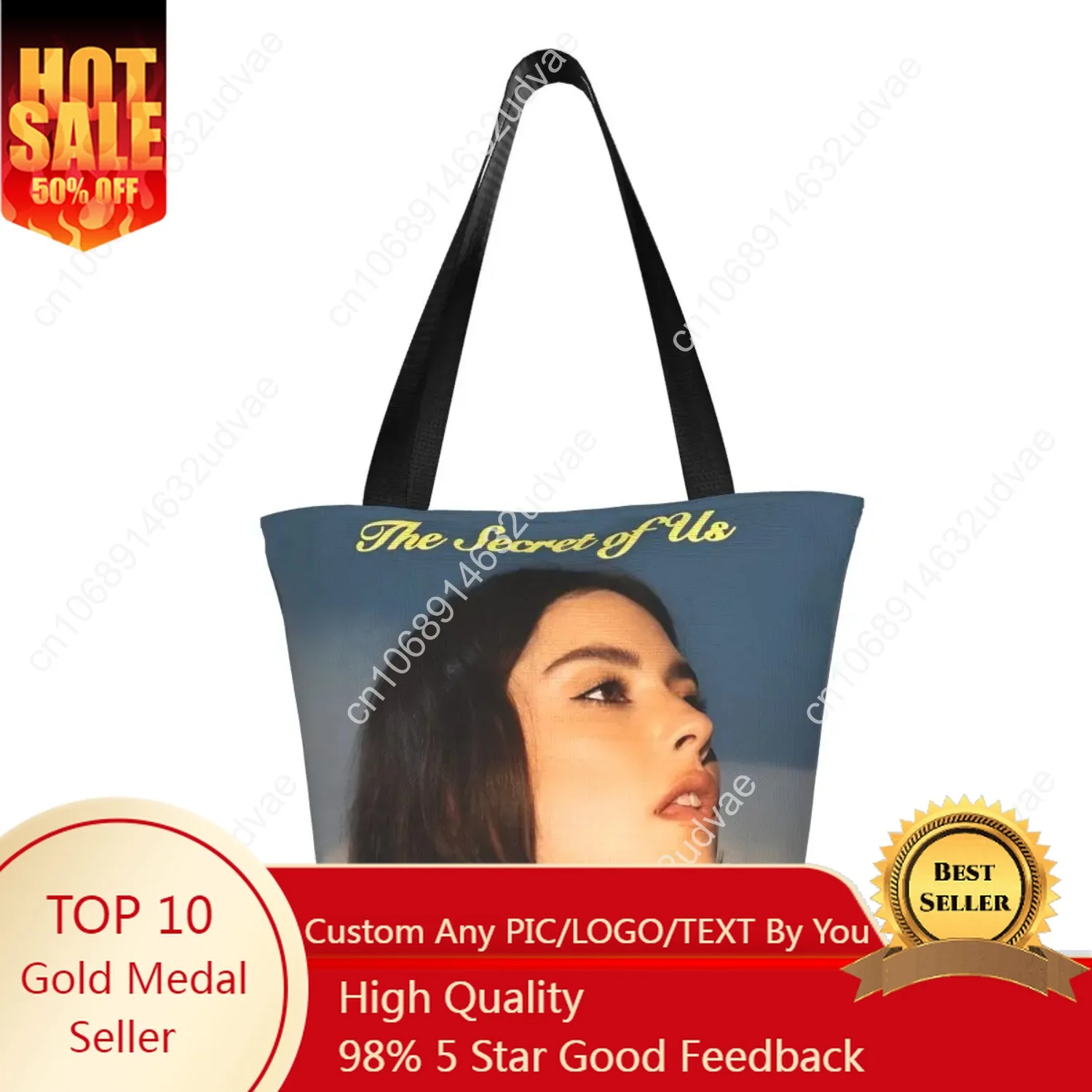 

Singer Gracie Abrams The Secret Of Us Shopping Bag Zipper Opening Unique Design Merch For Unisex Casual Tote Bags