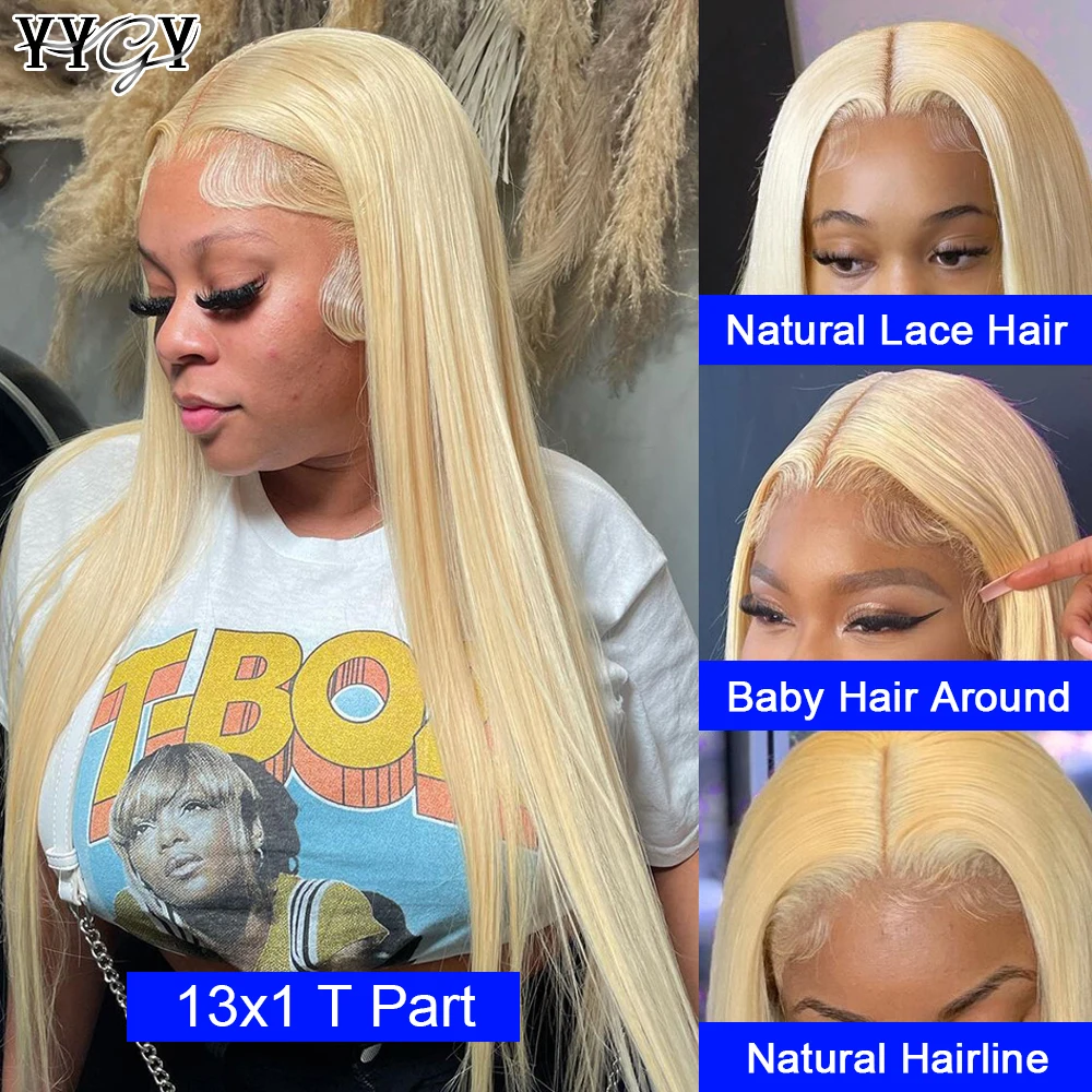 613 Honey Blonde T Part Lace Wig Human Hair 13x1 HD Lace Frontal Wig 30inch Bone Straight Human Hair Wig With Baby Hair Remy