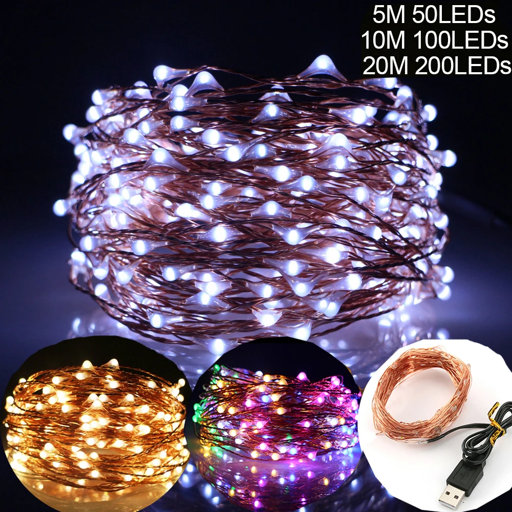 5M 10M 20M Copper Wire LED String Lights Waterproof Garland Fairy Lights Holiday Lighting Wedding Decoration Christmas Lights