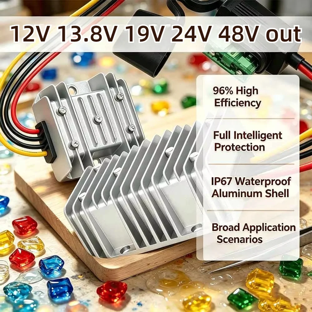 12V To 24V 3A Converter 8-40V To 12-13.8V Voltage Regulator Power Converter Waterproof Module Transformer For Golf Cart Club Car