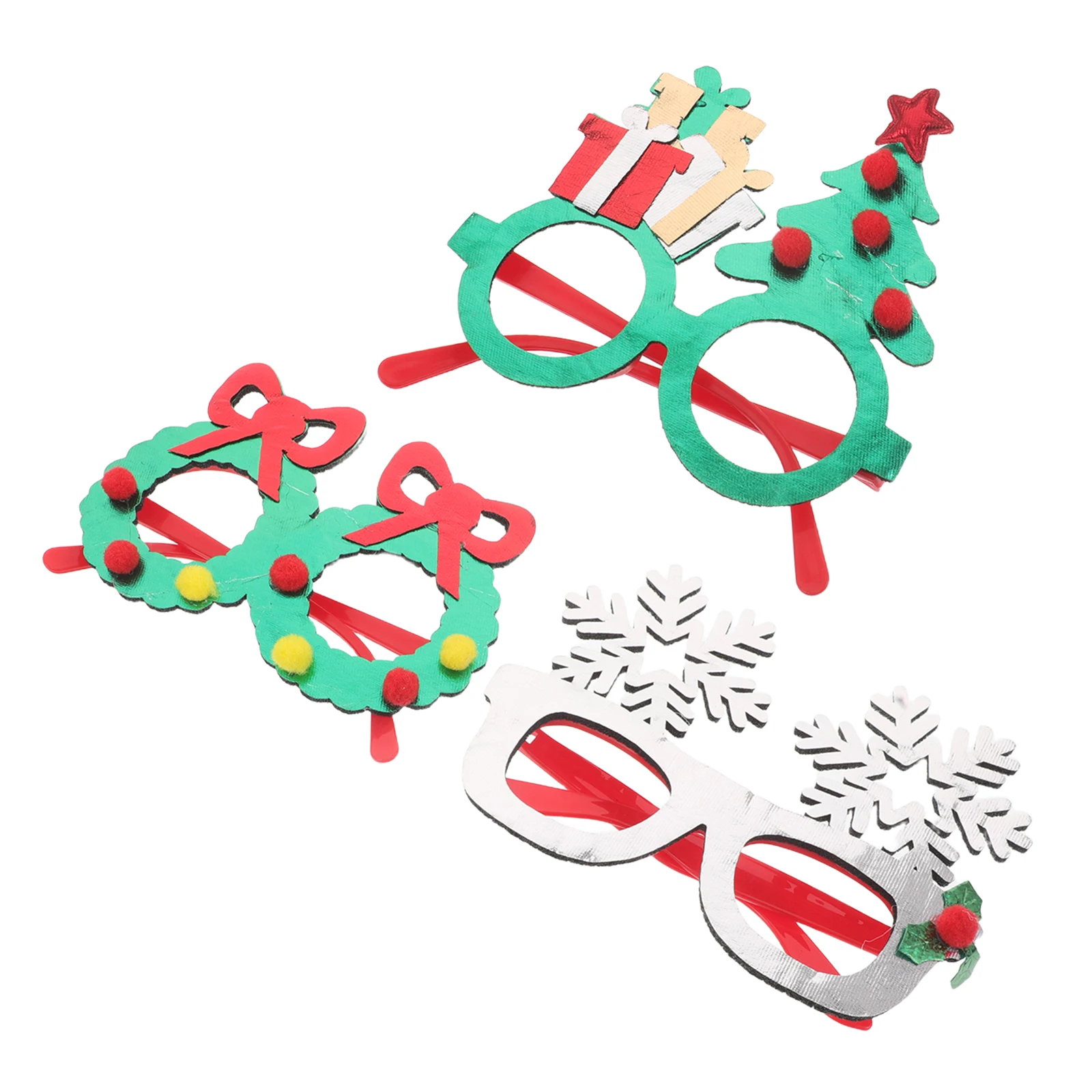 

3 Pcs Christmas Party Glasses Favor Decorate Eyeglasses Favors Felt Frames Eyewear