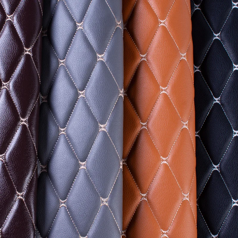 1m Imitation Leather Fabric Sponge Quilted Embroidered Car Interior Material Car Foot Pad Wall Sliding Door Decor PVC Fabrics