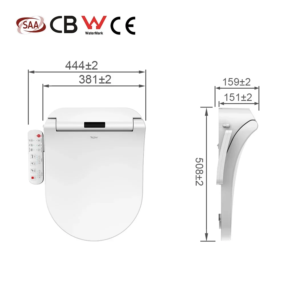 TEJJER Designer smart auto flip toilet sensor heated seat with touch