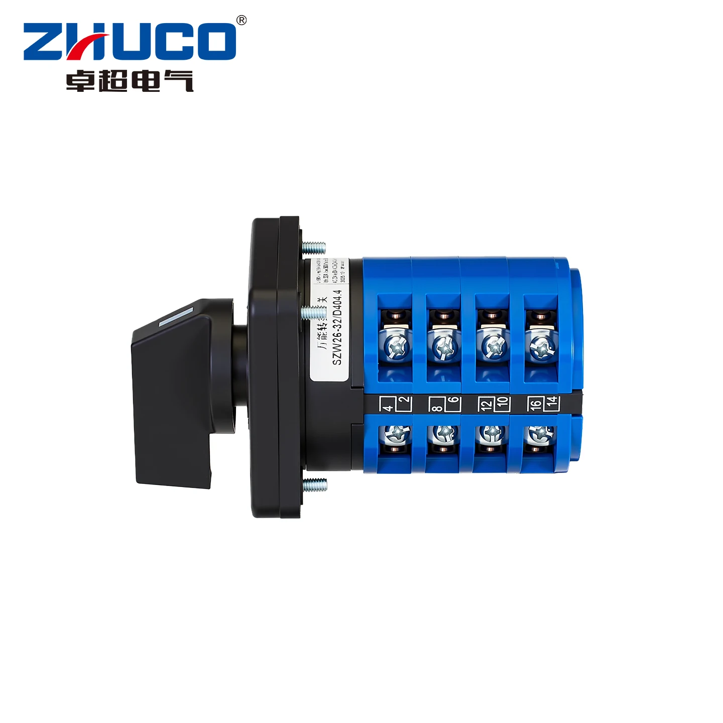 Zhuco 2/3 Position Selector Switch 32A 690V, 16-Terminal Universal Rotary Cam Selector with Locking Switch, Suitable for Distribution Cabinets, Machine Tools, Industrial Panels (Szw26-32, on Off On, on Off, on on)