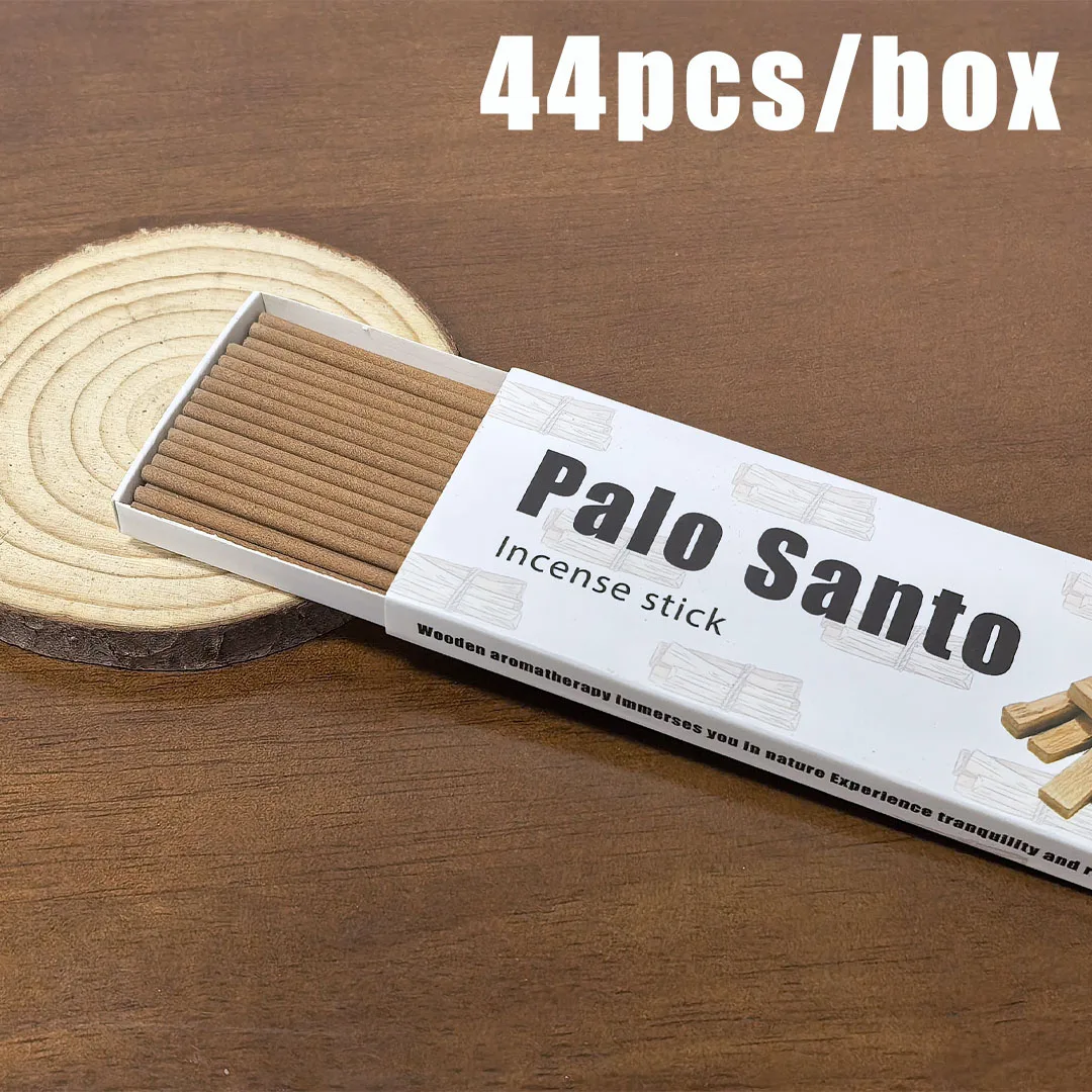 44 unids/caja de barras de incienso atrevidas de 0,28 cm, palitos de incienso Palo Santo, hechos de polvo de incienso natural, adecuados para el hogar, yoga, relajación, lectura, senderismo, reuniones y viajes, aromaterapia esencial, purifica el aire