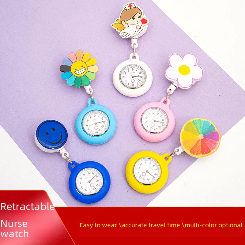 Telescopic Nurse's Watch Stretch Nurse's Watch Cute Cartoon Character Animal Doctor Student Nurse Chest Watch Pocket Watch Pocke