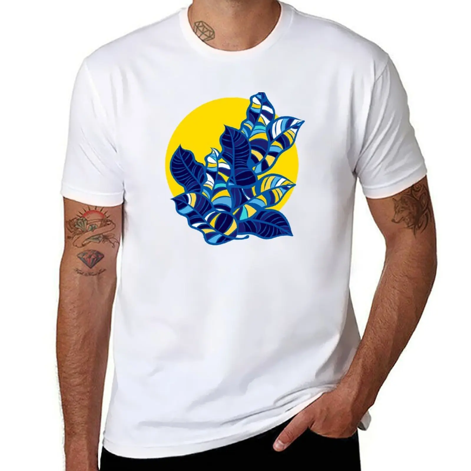

Pop foliage on Yellow T-Shirt printed t shirts for man t shirt for man 100 percent cotton T-Shirt