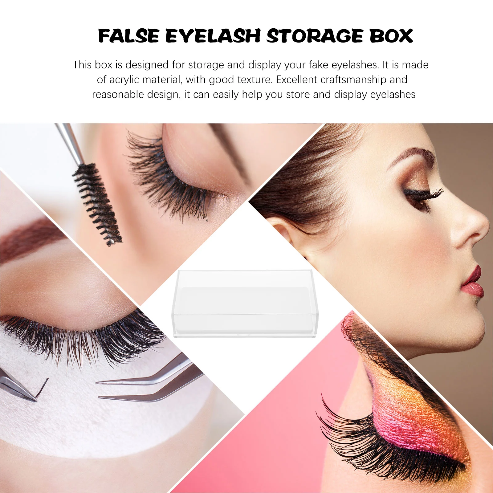 

Clear Acrylic Eyelash Storage Box False Lash Organizer Eyelash Packaging Container Travel Lash Holder