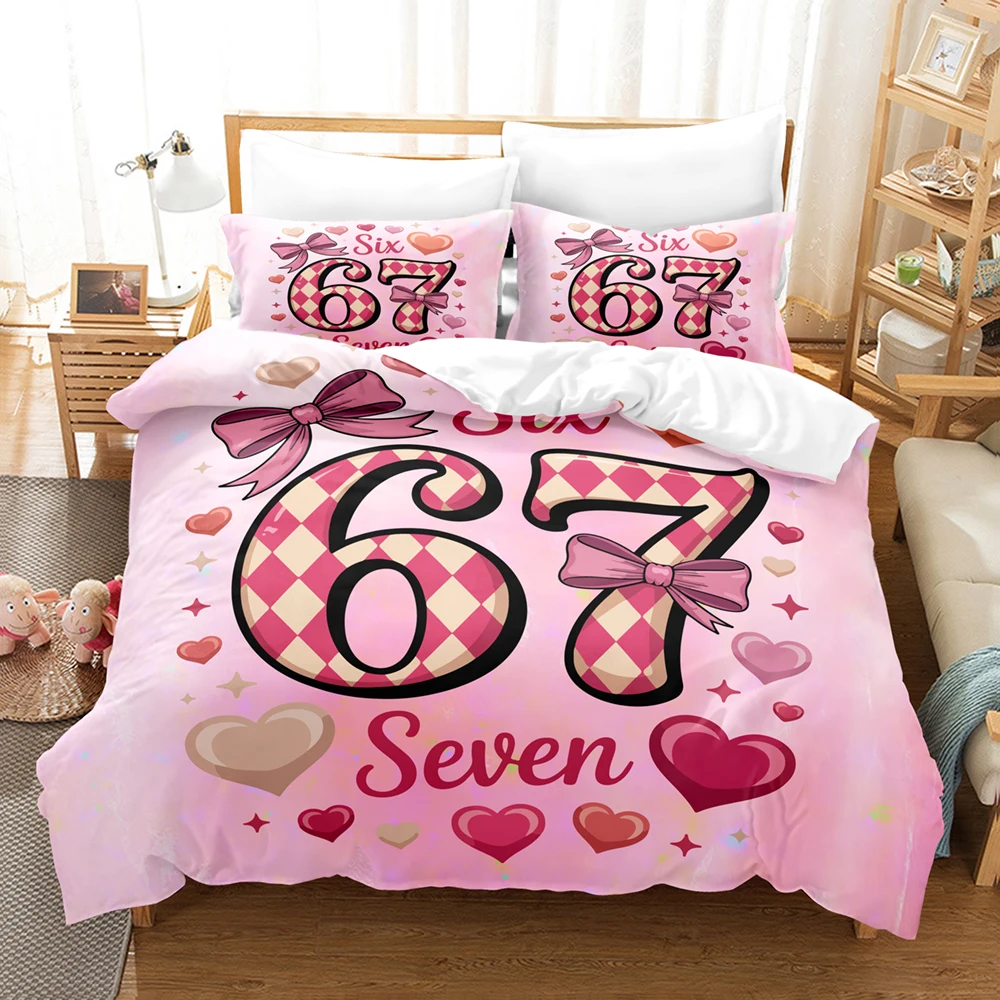 

SIX-SEVEN! Duvet Cover Set (No Filling) Y2K 67 Fashion Soft Bedding Set Single Twin Full Size Gift For Kid Bedroom Decor