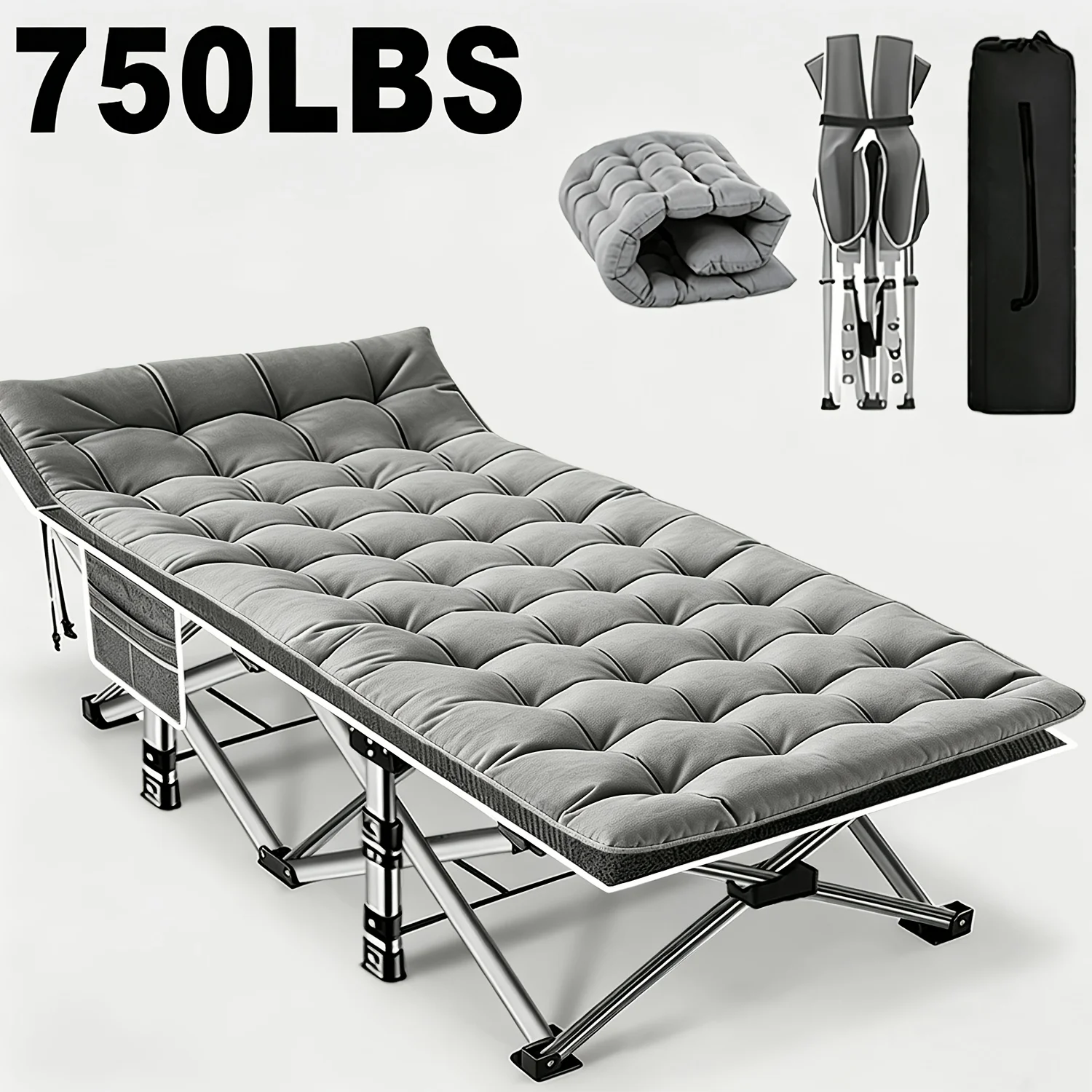 

[Comfortable Folding Bed] 75 Inch Thick Oversized Folding Bed, Including Mattress, Can Be Used As Camping Bed, Portable Bed, Sofa Bed, Guest Bed, with A Weight Capacity Of 550/650/750 Pounds, Suitable for Adult Use
