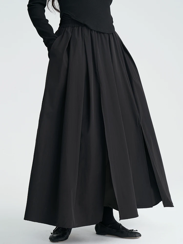 

Autumn New Women's Skirt, Split Design, Black Temperament Trendy Fashion Long Skirt