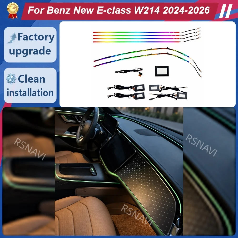 Active Ambient Lighting Kit with Light Guides and Wiring for Mercedes-Benz E-Class W214 2024-2026, Interior Retrofit Accessories