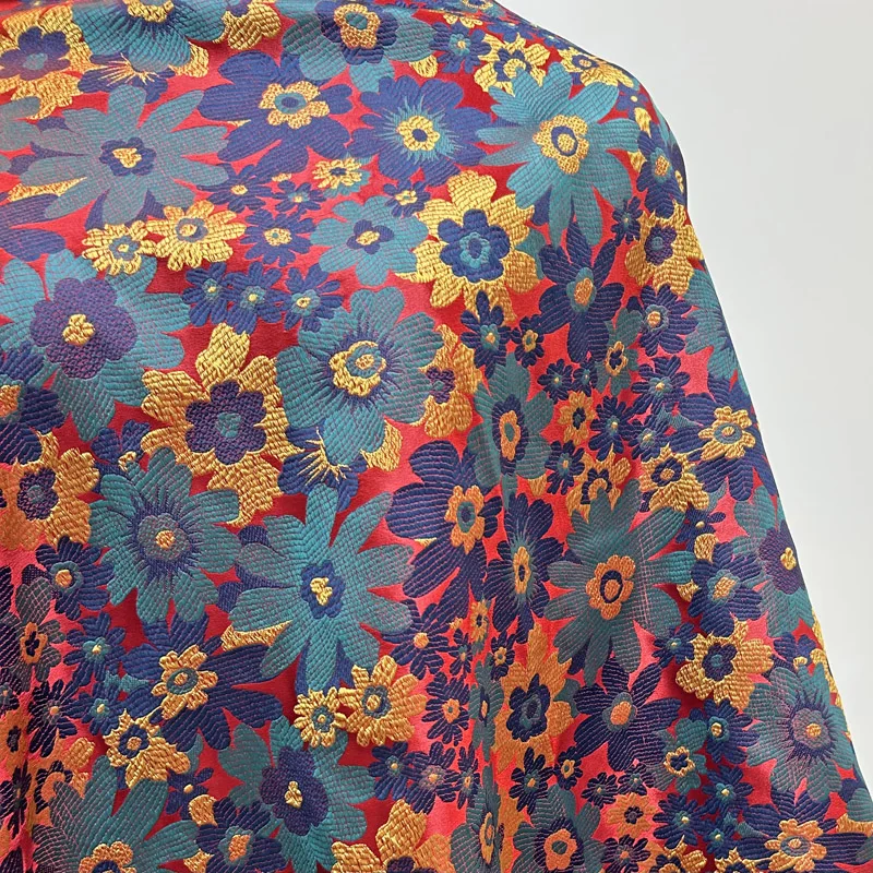 Pre-cut Colorful Floral Woven Jacquard Fabric, Polyester Upholstery Religious Brocade for DIY Dress Pillow Historical Costumes