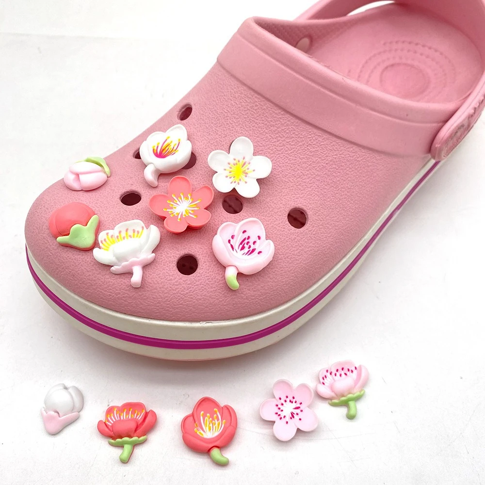 12Pcs/set Cartoon Flower Series Shoe Charms DIY Hole Shoes Detachable Buckle Garden Shoes Accessories Girls Women Festival Gift
