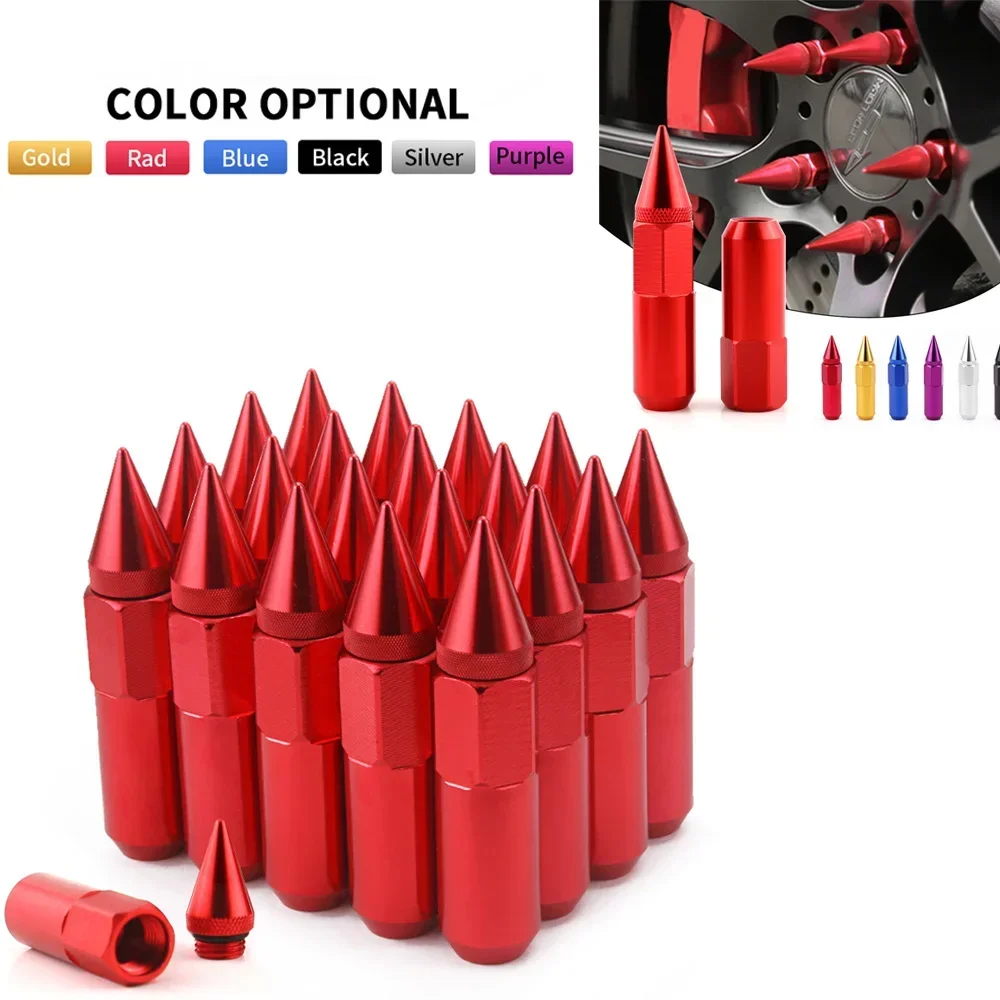 

20pcs Car Wheels Rims Lug Nuts with Spiked M12*1.5 /M12*1.25 Extended Tuner Racing Wheels Rims Lug Nuts 60mm Aluminum Auto Parts