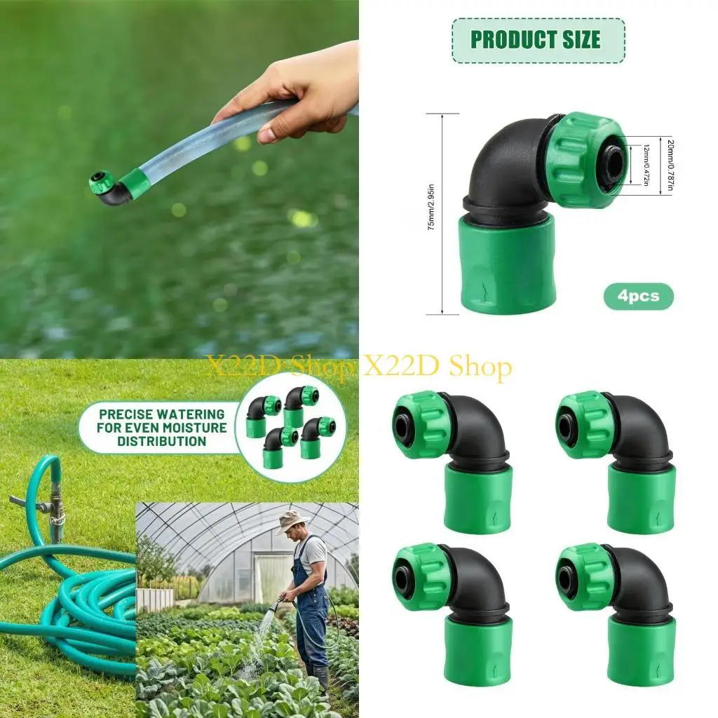 X22D Heavy Duty Quick Connection Hose Fittings 90 Degree Bend Watering Accessories 4x