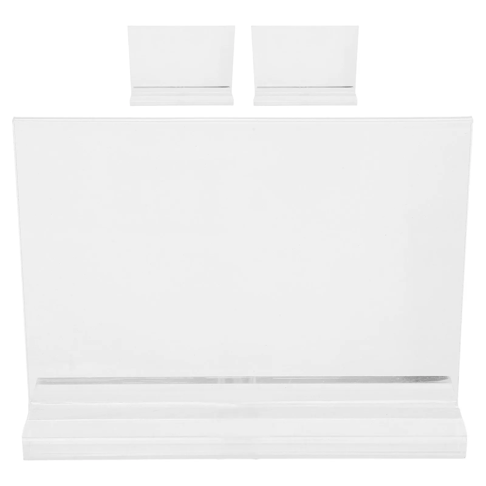 

Transparent Acrylic T Shaped Display St 4x6 Double Sided Frame for Wedding Numbers Restaurant Signs Photo Art Plaque Table