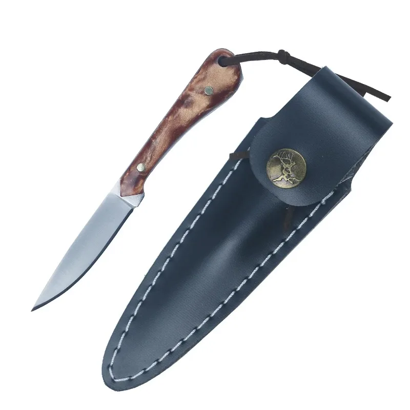 Cuchillo táctico de acero inoxidable, hoja fija, mango de resina, cuchillo de caza de frutas para acampar, supervivencia, autodefensa al aire libre, cocina múltiple