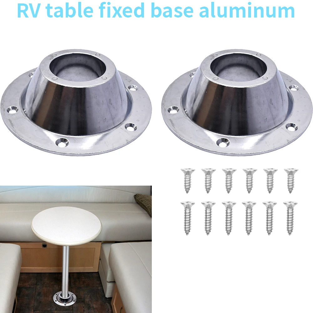 2Pcs Camper Table Leg Base Aluminium Alloy RV Pedestal Table Anti-rust RV Table Floor Mounting Base for RV Dinette Table