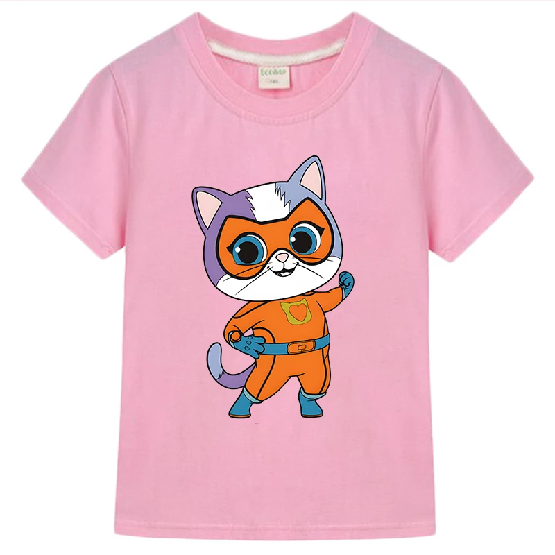 

SuperKitties Print kids T-shirt y2k clothes Cotton Short Tops boys girl clothes Anime T-shirt Summer Children clothing one piece