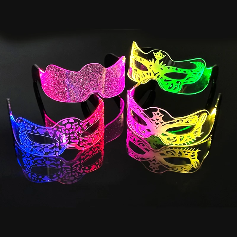 Halloween Cosplay Animal Half Face Patterned Mask Luminous LED Colorful Changeable Mask For Men Women Halloween Rave Night