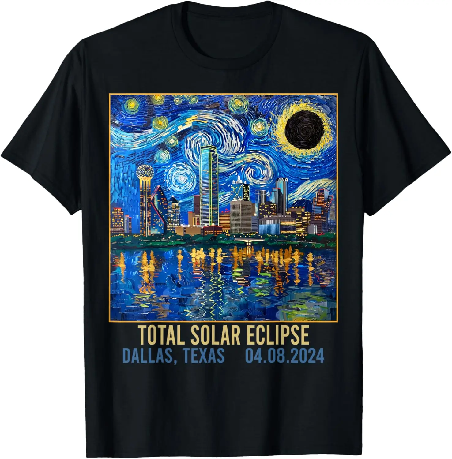 

Футболка Dallas Texas Skyline Artistic Total Solar Eclipse 2024