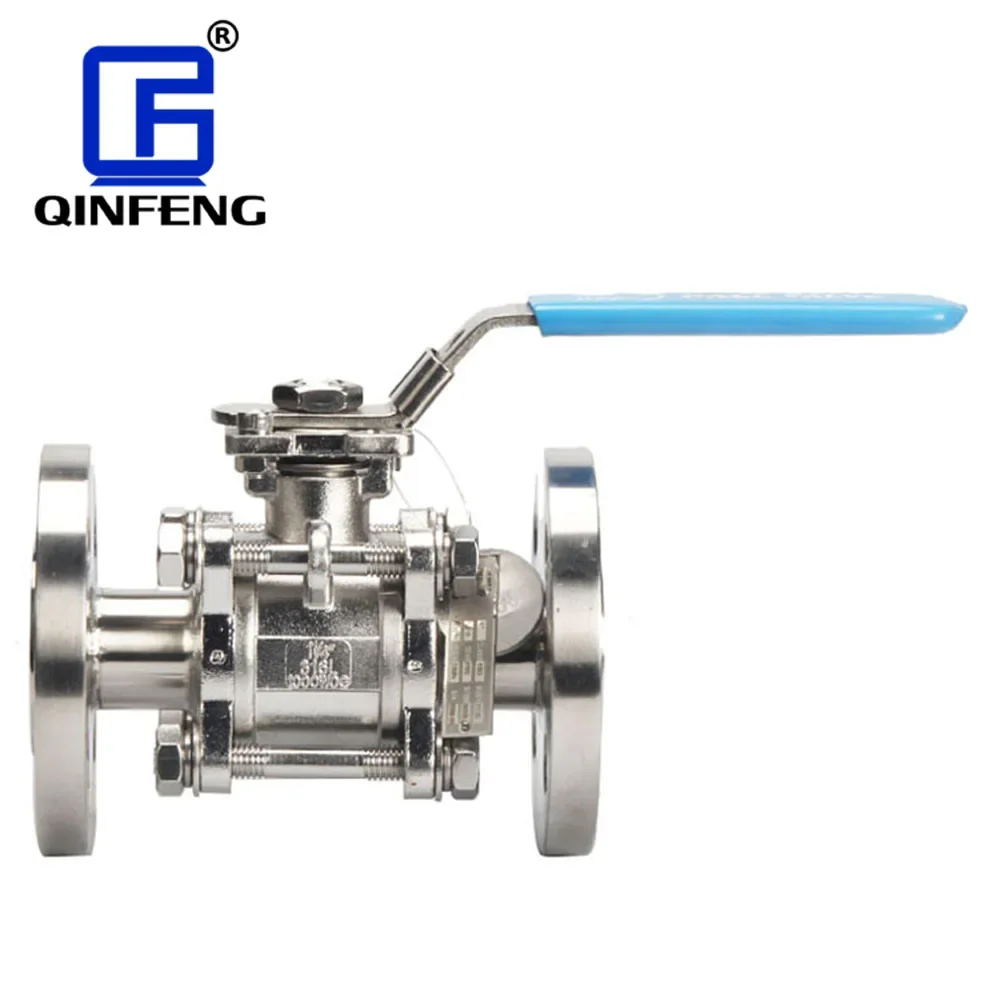 Hydraulic Regulator Long Handle Ball Valve Prices Sanitary Stainless Steel 304 316L Manual Flanged Connection 3PC Ball Valve