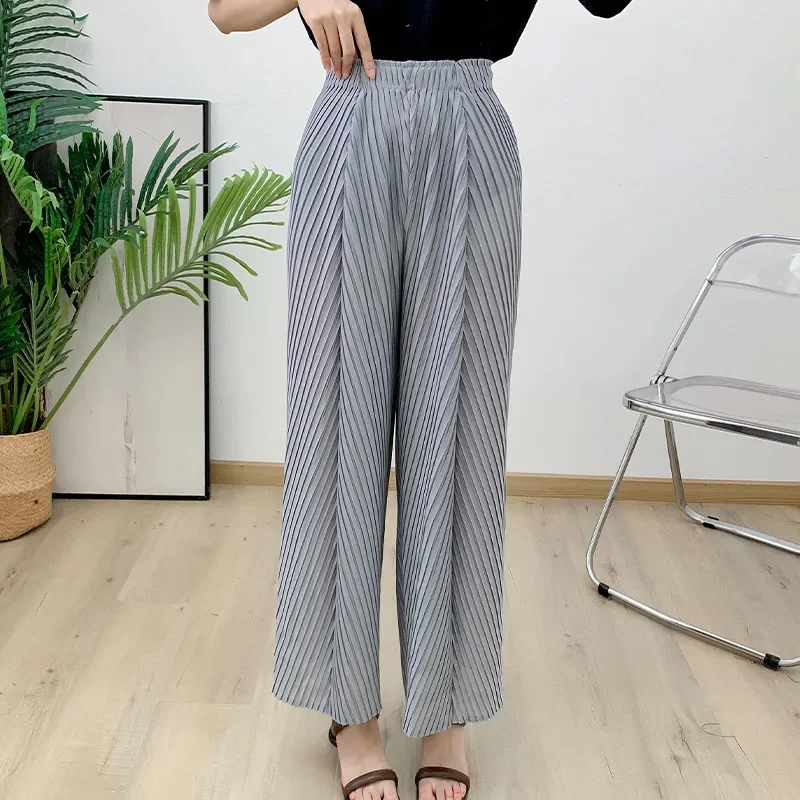 

Pleats Pleated High-waisted Wide-leg Pants Women 2024 New Summer Thin Section Thin Casual Straight Pants Women Clothing