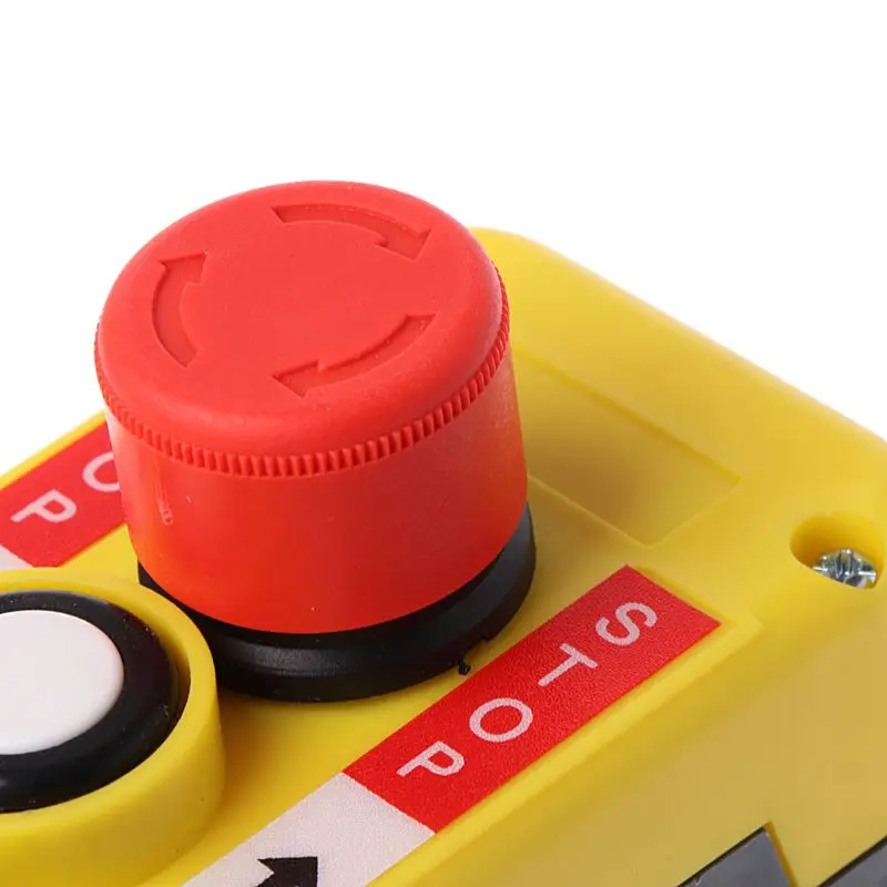 Electric Crane Remote Control Push Button Emergency Stop Switch Rainproof UP Down Hoist Switch Wear-Resistant Durable