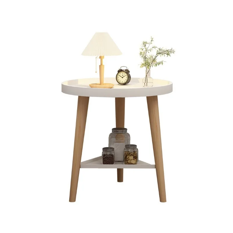 Round Table Nordic Modern Small Apartment Bedside Table Bedroom Coffee Table Shelves Rental House Balcony Small Coffee Table