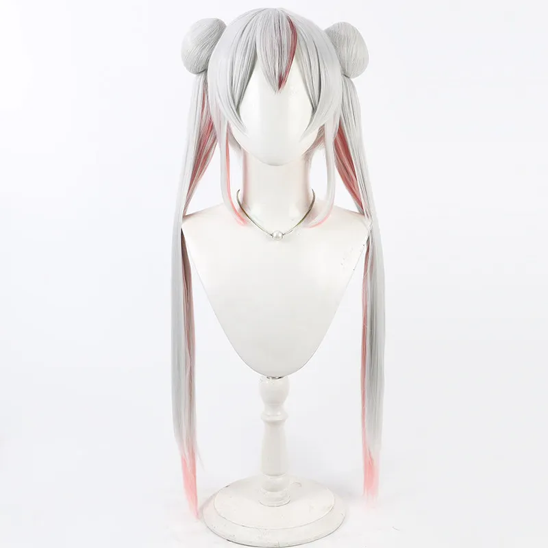 Virtual YouTube Vtuber Nakiri Ayame Cosplay Wig Halloween Carnival Party Props Synthetic Hair Heat Resistant Fiber + Wig Cap