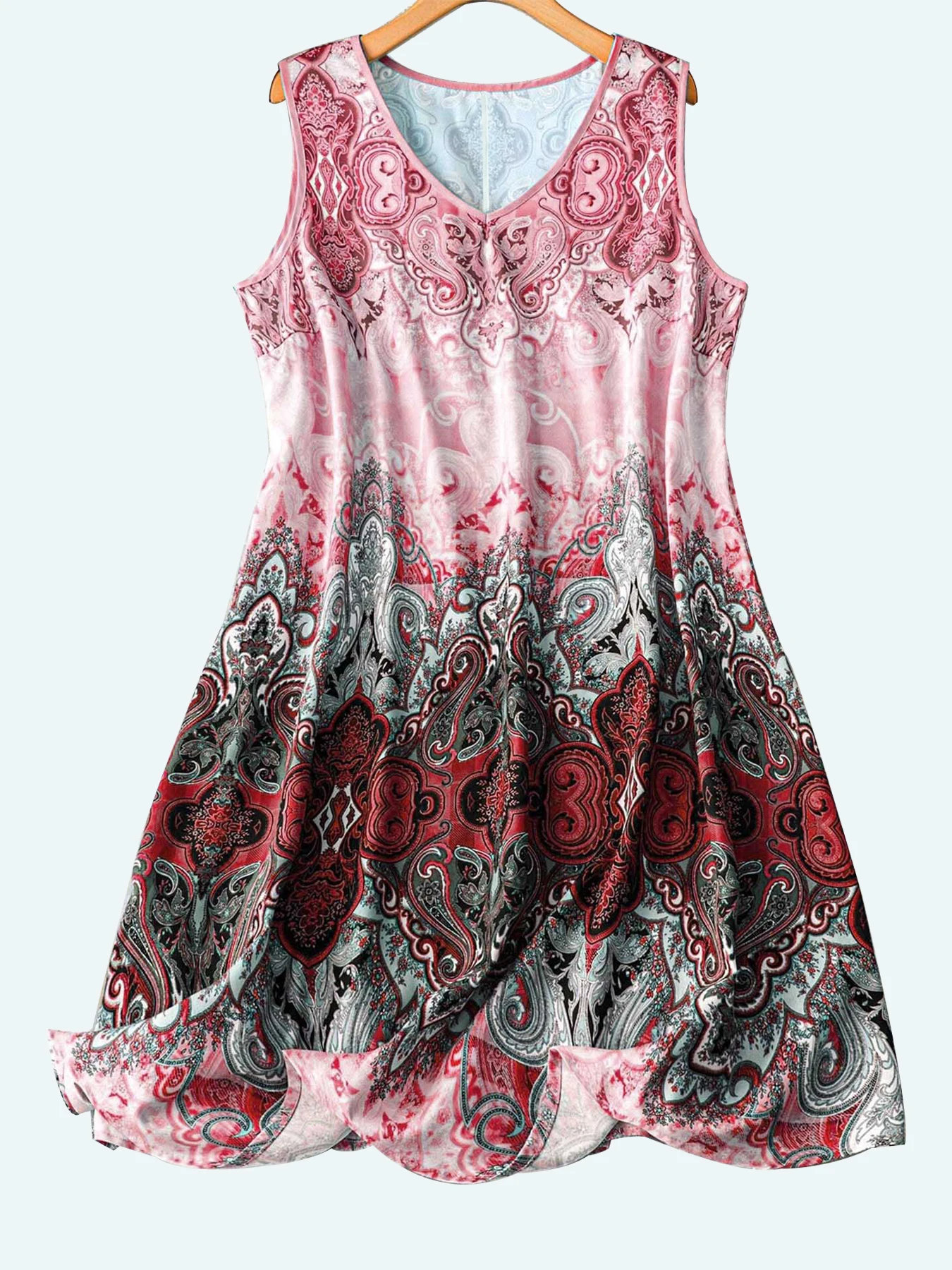 

plus Size Women's Tropical Print Sleeveless V-Neck Dress Casual Summer Maxi Dress