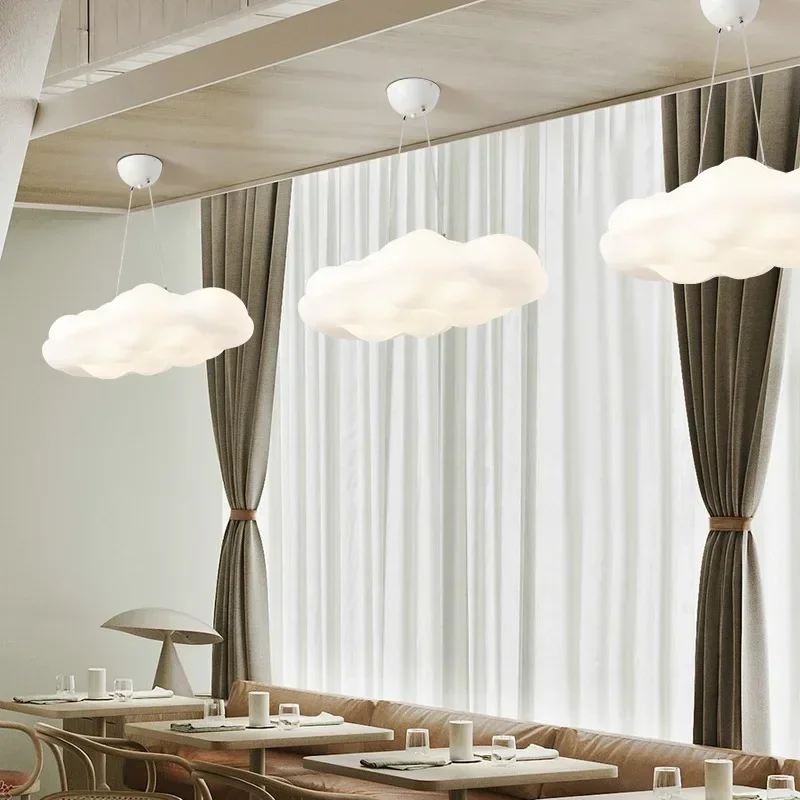 White Cloud Chandelier Modern Simple Acrylic Cloud Shape Nordic LED Ceiling Living Room Bedroom Cloud Shape Chandelier