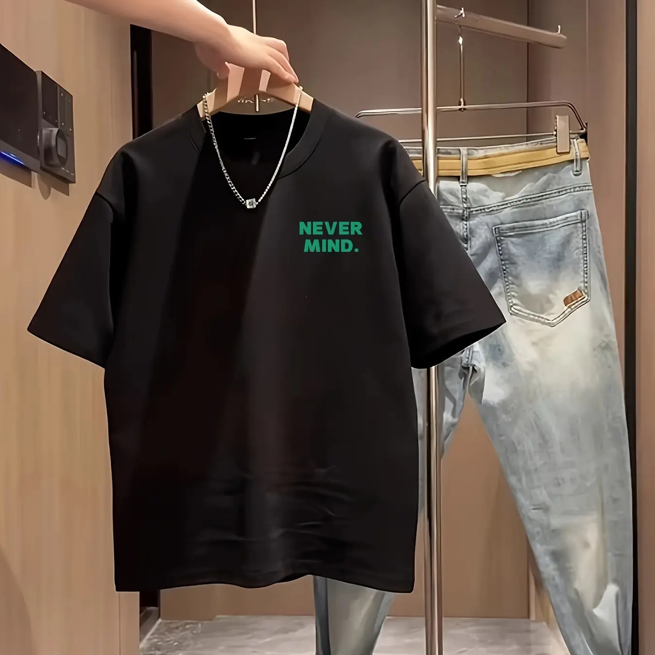 أبدا العقل بسيط إلكتروني طباعة قصيرة الأكمام القطن تي شيرت الرجال والنساء عارضة مريحة أعلى الصيف زوجين تنوعا المحملة #4